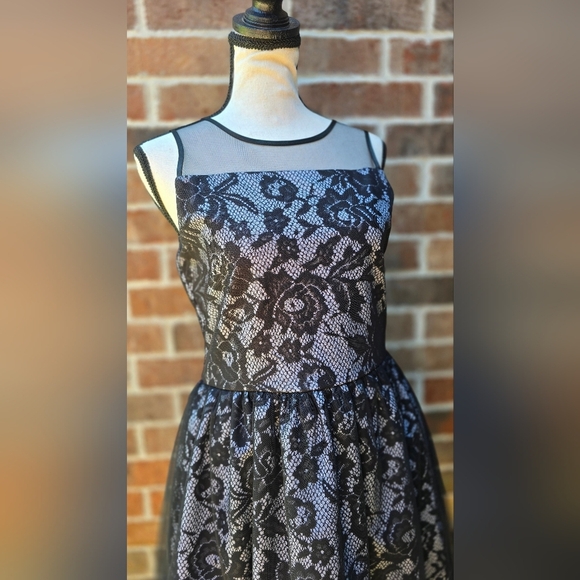 Amy Byer Black and Cream Fit and Flare Mini Dress - Picture 5 of 7